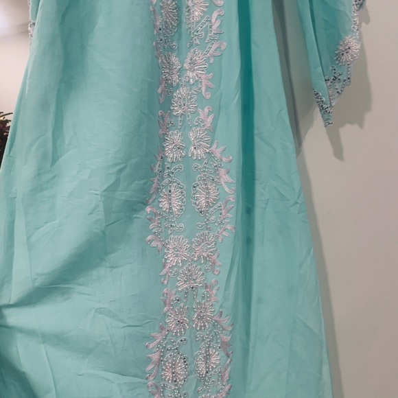 Taj by Sabrina Crippa Aqua Long Embellished Dress - Picture 4 of 5